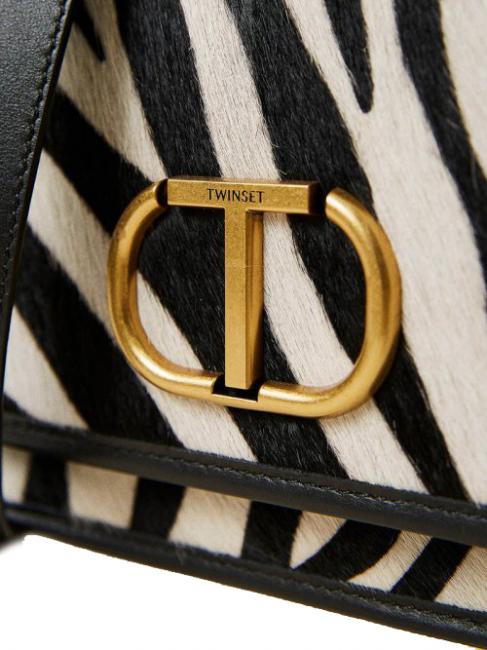 Borsa a tracolla in pelle stampa zebra  zebră cu blană zăpadă / neagră - Genți femei