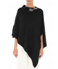 TWINSET Poncho in maglia con ricamo castoni su scollo   negru - Eșarfe - 3