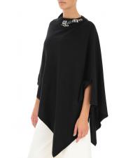 TWINSET Poncho in maglia con ricamo castoni su scollo   negru - Eșarfe - 4