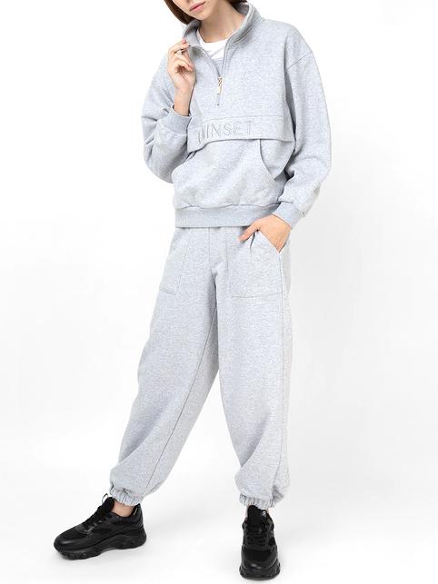 U&B  Hanorac complet cu broderie si jogging melange gri - Costume sport pentru femei
