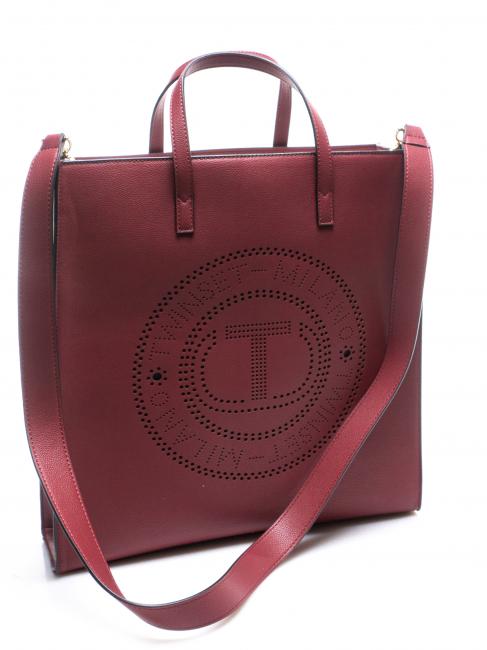 LOGO FORELLATO Shopper vertical cu curea de umar zmeura inchisa - Genți femei