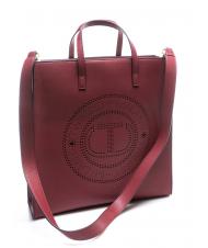 TWINSET LOGO FORELLATO Shopper vertical cu curea de umar zmeura inchisa - Genți femei - 2