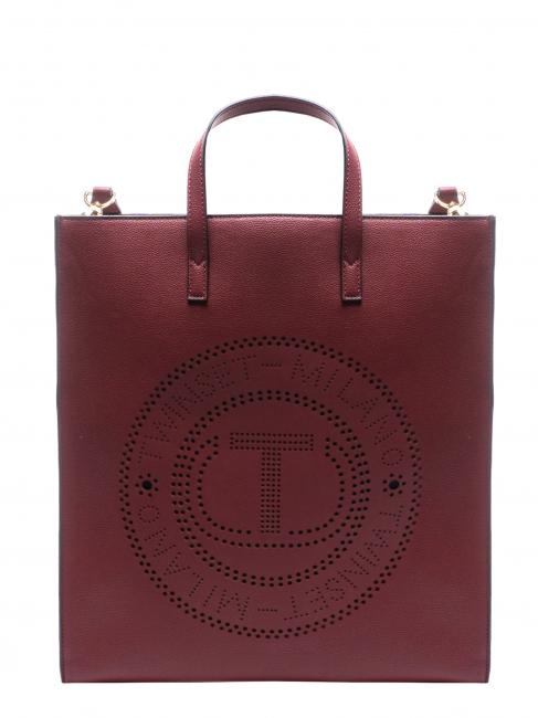 LOGO FORELLATO Shopper vertical cu curea de umar zmeura inchisa - Genți femei