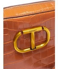 TWINSET Mini bag a tracolla in pelle stampa coccodrillo  pudră bronz umbrită stcocco - Genți femei - 3