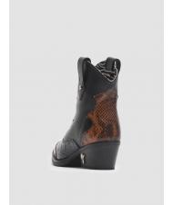 MANILA GRACE Stivaletto camperos basso in pelle con inserti pitonati  - Pantofi femei