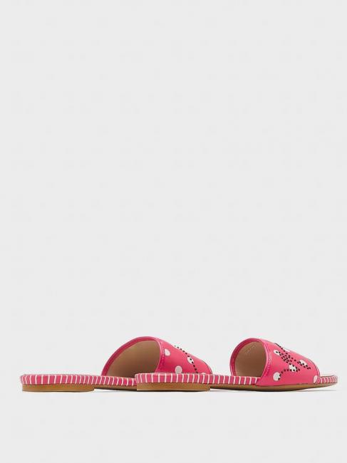 Ciabatta flat a pois  fucsia / alb - Pantofi femei