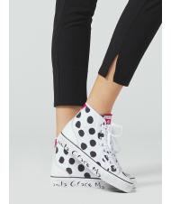 MANILA GRACE Sneaker high top a pois in canvas  alb negru - Pantofi femei - 4