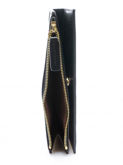 MATILDE Portofel mare din piele Negru de aur - Portofele femei