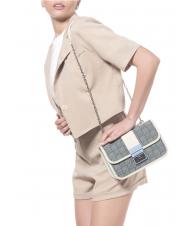 BRACCIALINI MONOGRAM Mini geantă de umăr din material jacquard avio - Genți femei - 4