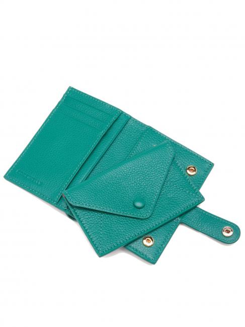 EASY POCKET Portofel din piele texturata iarba verde - Portofele femei