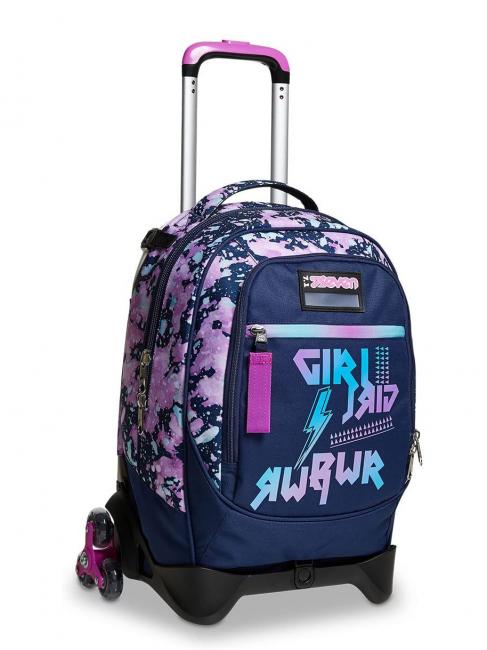 DRAWINGPIN GIRL JACK Rucsac cu troller detașabil, roți triple Bluedeep - Rucsacuri cu role