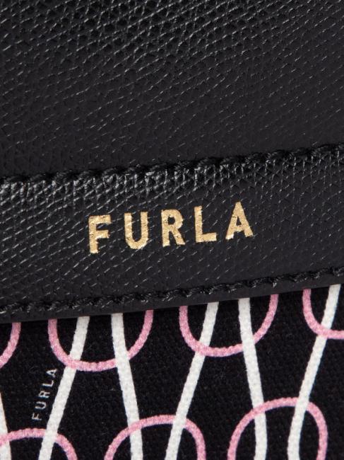 PIPER Rucsac din pânză și piele cu imprimeu cu lanț negru + talc + roz deschis - Genți femei