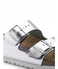 BIRKENSTOCK ARIZONA Sandale papuci din piele argint metalic - Pantofi femei - 5