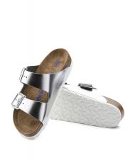 BIRKENSTOCK ARIZONA Sandale papuci din piele argint metalic - Pantofi femei - 6