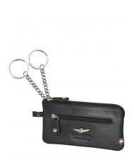 AERONAUTICA MILITARE FLAG Husa pentru chei cu fermoar, din piele negru - Portchei - 2