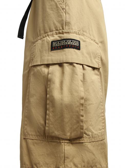 N-DRU Bermudă cargo din bumbac cu centură prerie de nisip - Pantaloni