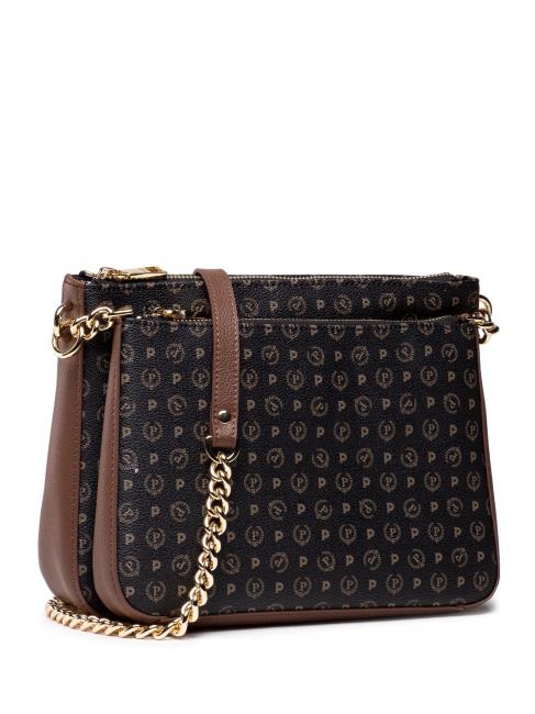 HERITAGE  Geantă de umăr cu lanț negru maro - Genți femei