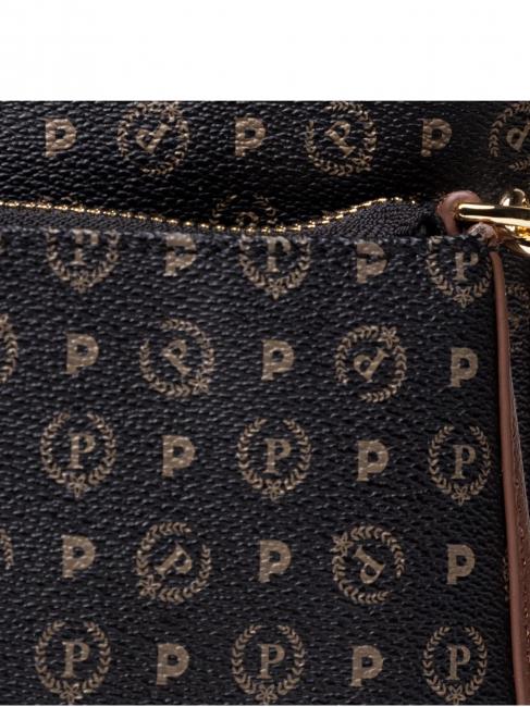 HERITAGE  Geantă de umăr cu lanț negru maro - Genți femei