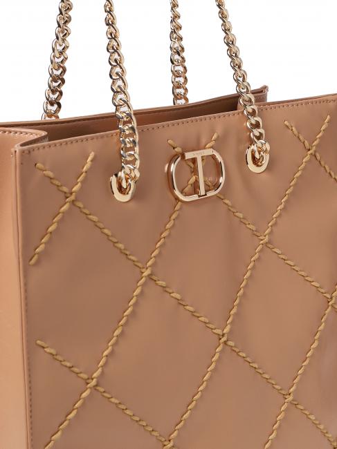 BIG STITCHING Geantă verticală matlasată nisip cubanez - Genți femei