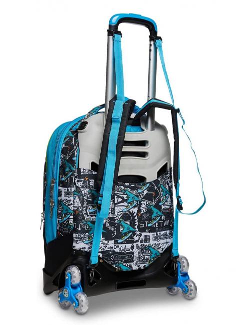 GANG ANIMALI FLIP 3D SJ Rucsac troler detasabil cu roti triple negru - Rucsacuri cu role