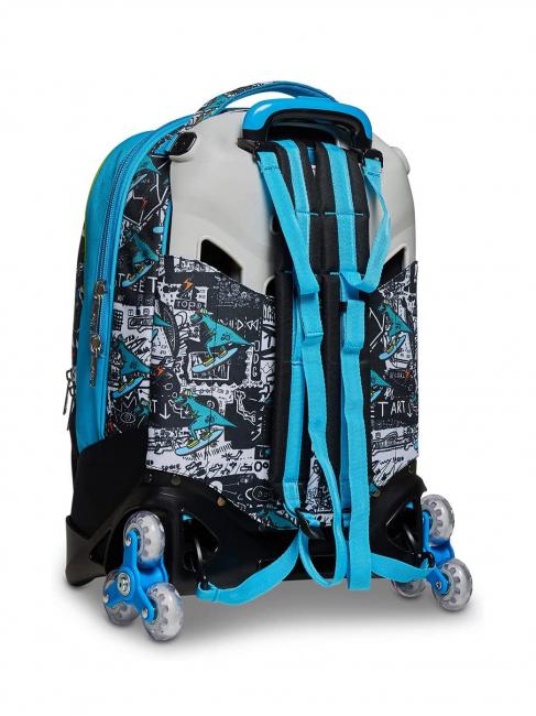 GANG ANIMALI FLIP 3D SJ Rucsac troler detasabil cu roti triple negru - Rucsacuri cu role