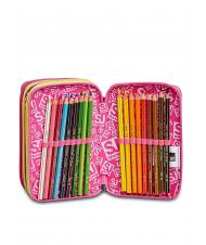 SJGANG ANIMALI FANTASY SJ GIRL Husa cu 3 fermoar, completata cu markere si trusa scolara PLAJA NEGRU - Penare și accesorii - 3