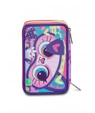 SJGANG ANIMALI FANTASY SJ GIRL Husa cu 3 fermoar, completata cu markere si trusa scolara PLAJA NEGRU - Penare și accesorii - 6