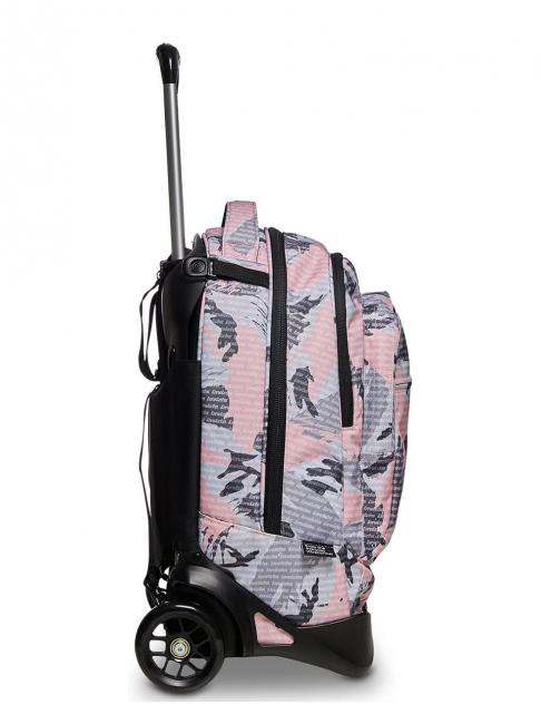 NEW PLUG FANTASY Rucsac troler cu troler detasabil logo camufut roz - Rucsacuri cu role