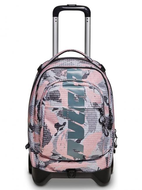 NEW PLUG FANTASY Rucsac troler cu troler detasabil logo camufut roz - Rucsacuri cu role