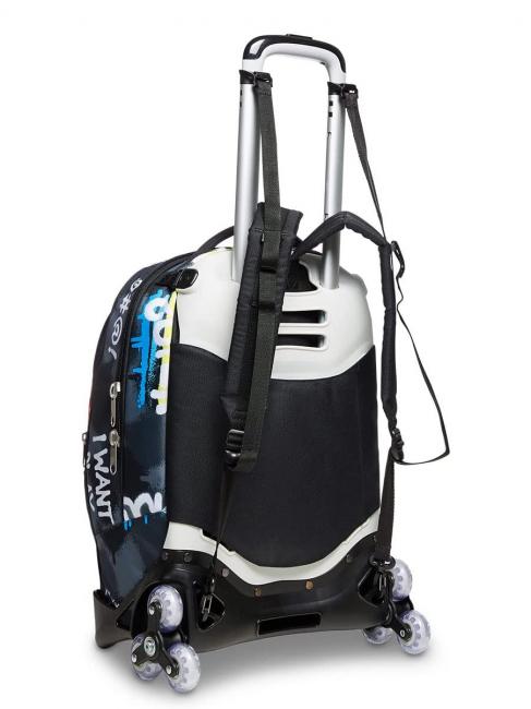 ROCK ON BOY JACK Rucsac troler detasabil cu roti triple negru - Rucsacuri pentru laptop