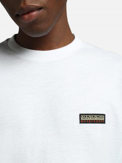 S-MAEN Pulover cu m&acirc;neci lungi din bumbac cu g&acirc;tul rotund alb strălucitor 002 - Pulovere pentru bărbați