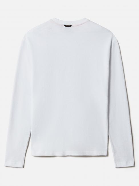 S-MAEN Pulover cu m&acirc;neci lungi din bumbac cu g&acirc;tul rotund alb strălucitor 002 - Pulovere pentru bărbați