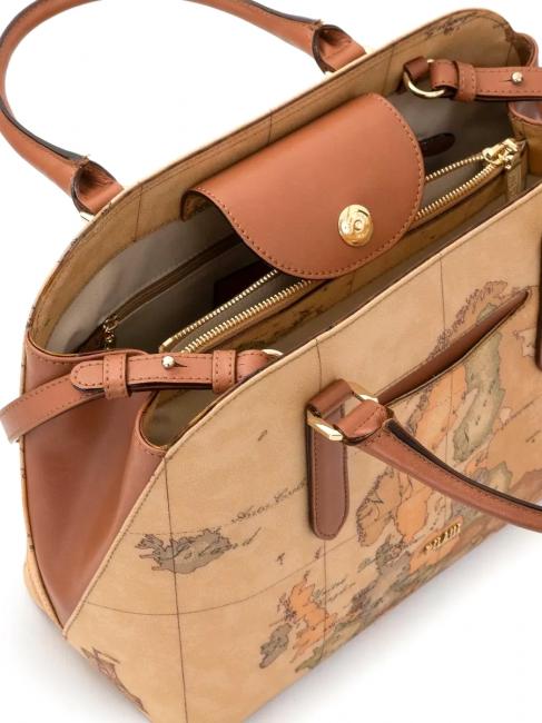 GEO CLASSIC Geanta cu 3 buzunare cu bareta de umar NATURAL - Genți femei