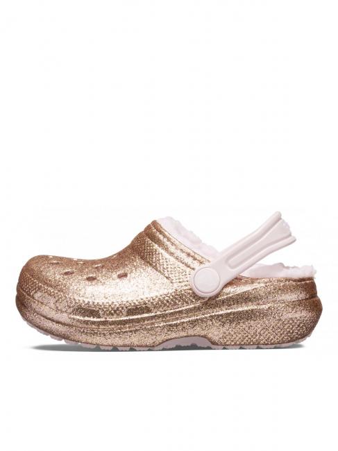 CLASSIC LINED GLITTER KIDS Sabot captusit auriu / abia roz - Pantofi pentru bebeluși