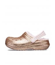CROCS CLASSIC LINED GLITTER KIDS Sabot captusit auriu / abia roz - Pantofi pentru bebeluși - 3