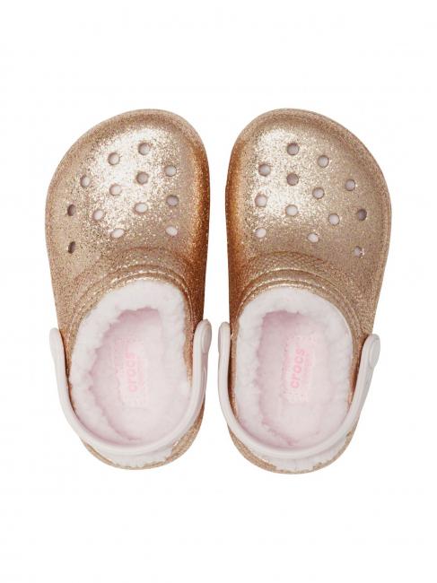 CLASSIC LINED GLITTER KIDS Sabot captusit auriu / abia roz - Pantofi pentru bebeluși
