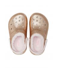 CROCS CLASSIC LINED GLITTER KIDS Sabot captusit auriu / abia roz - Pantofi pentru bebeluși - 4
