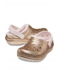 CROCS CLASSIC LINED GLITTER KIDS Sabot captusit auriu / abia roz - Pantofi pentru bebeluși - 6