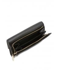 COCCINELLE METALLIC SOFT Portofel dublu din piele ciocanita negru - Portofele femei - 3