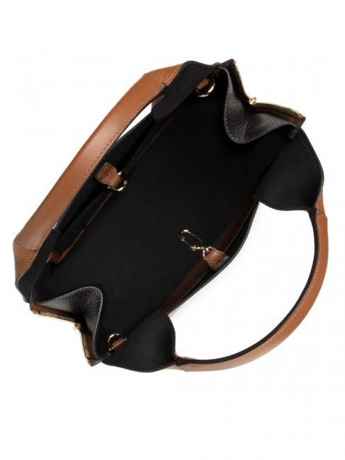 GILDA Geantă tote din piele de vițel romă și st eracle coniac / negru - Genți femei