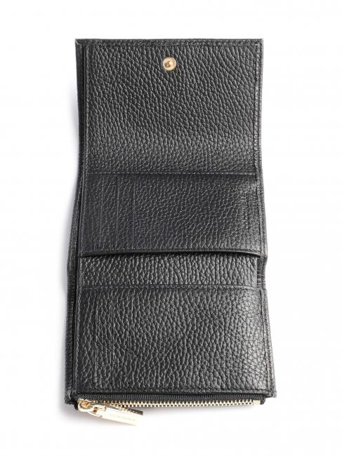 METALLIC SOFT Portofel mic din piele texturată negru - Portofele femei