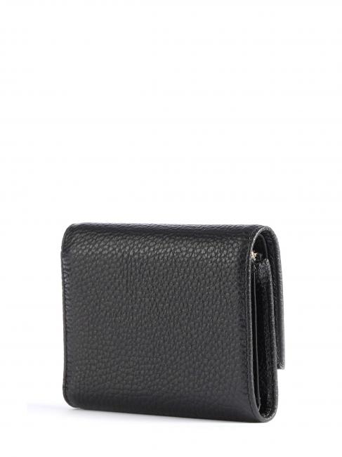 METALLIC SOFT Portofel mic din piele texturată negru - Portofele femei