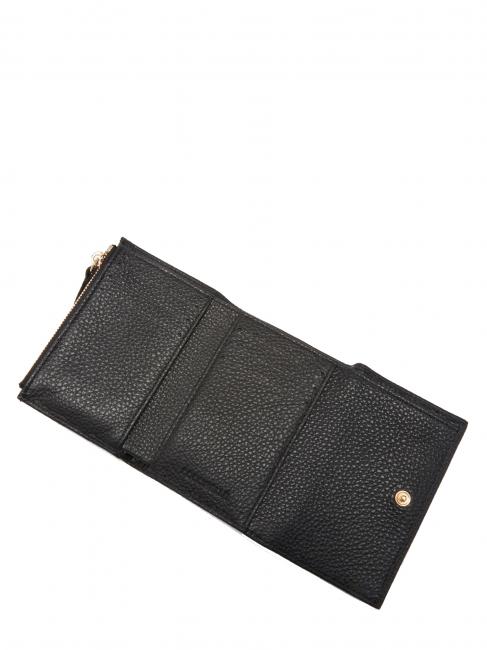 METALLIC SOFT Portofel mic din piele texturată negru - Portofele femei