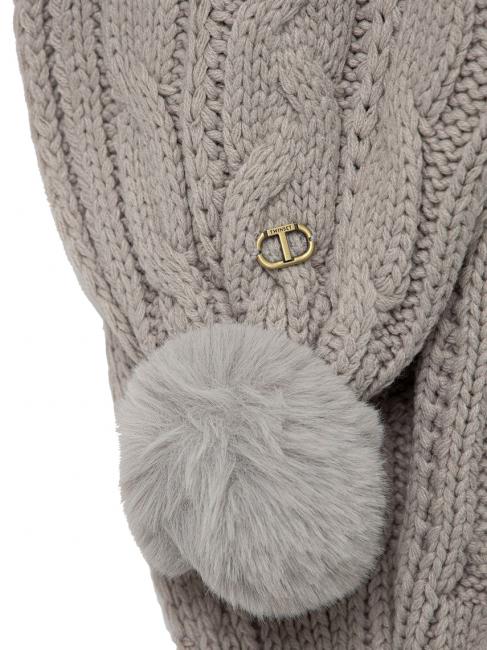 Sciarpa con Pompon  gri melange deschis - Eșarfe