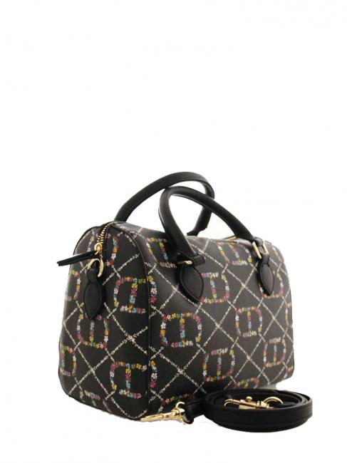 Borsa Bauletto Cu mana, cu curea de umar dis.oval t floare / negru - Genți femei