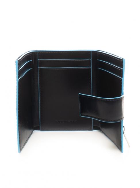 BLUE SQUARE Portofel trifold din piele și monede albastru - Portofele bărbați