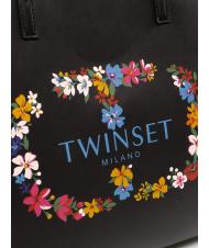 TWINSET LOGO OVAL T FLOREALE Punga de cumparaturi floare neagră / ovală t - Genți femei - 3