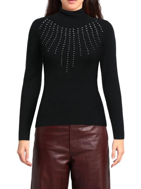 LENNON Pulover cu guler rotic negru - Pulovere pentru femei
