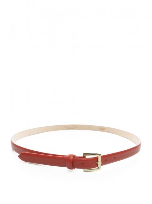 Cintura sottile in pelle palmellata  roșie - Curele