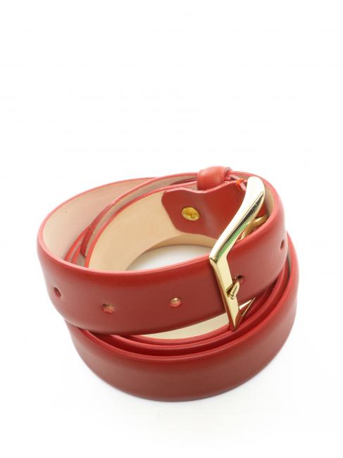 Cintura in pelle liscia  roșie - Curele